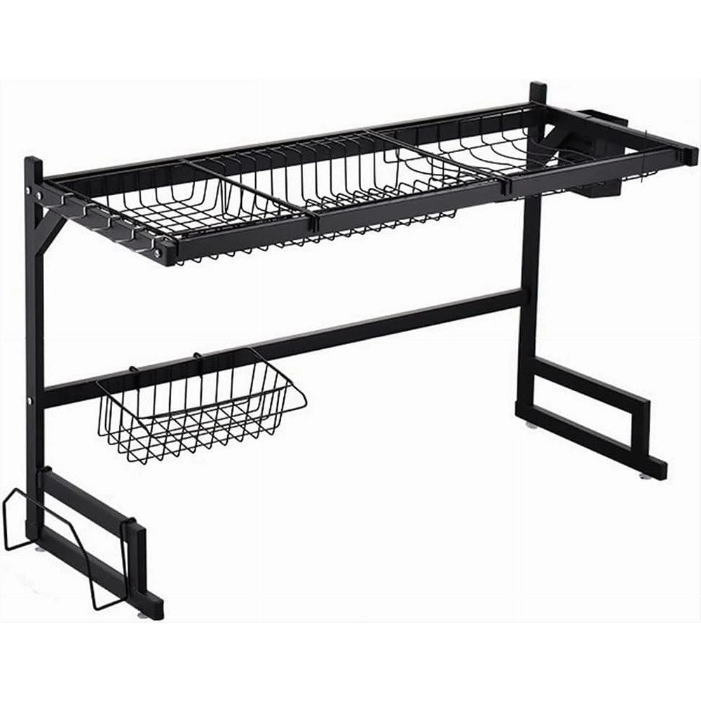 Trade Shop - Scolapiatti Organizer Lavello In Acciaio 2 Livelli Salvaspazio Regolabile Cucina -