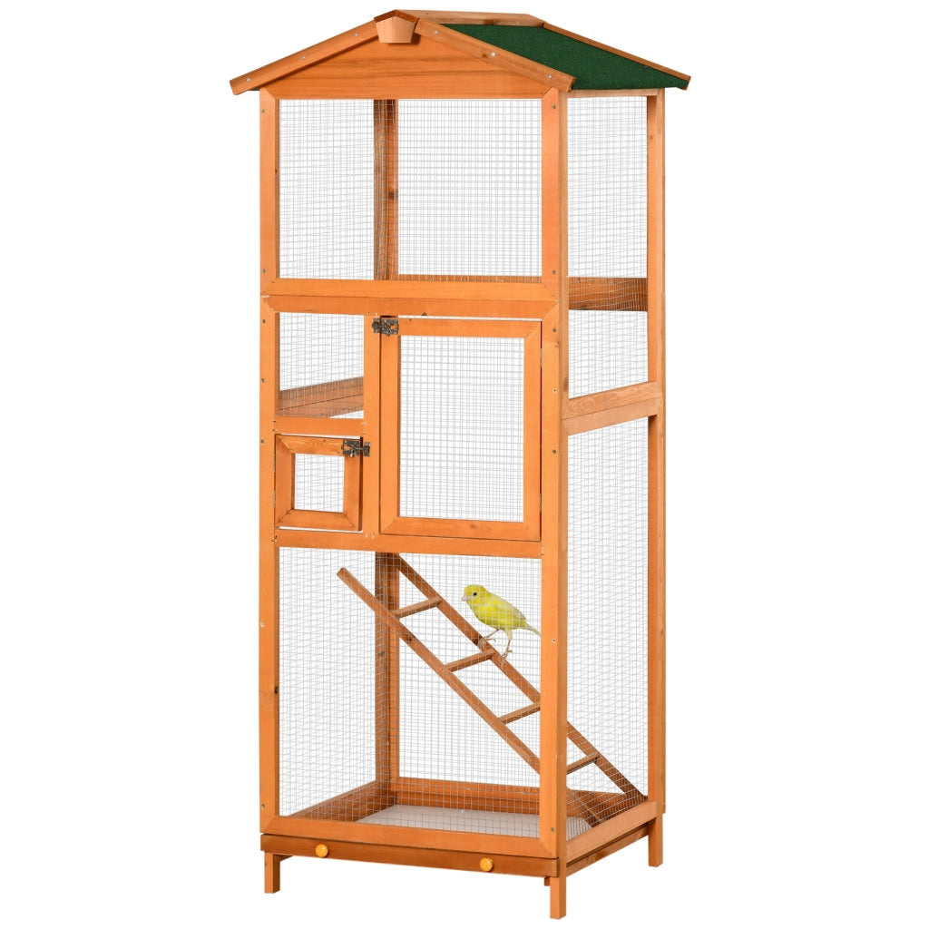 Gabbia per Uccelli da Esterno ¨C Xylo ¨C Legno Arancione 165cm con 2 Porte