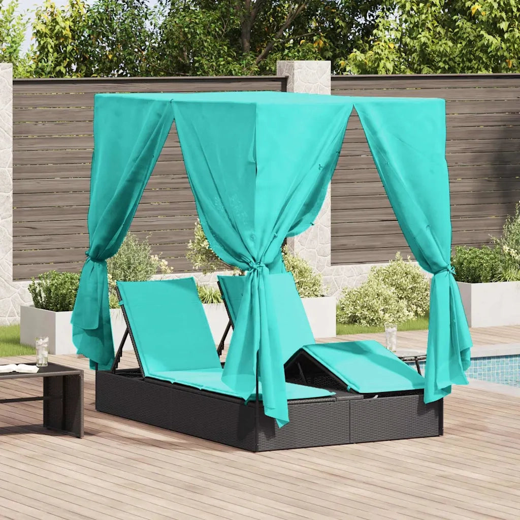 Lettino da sole doppio Turchese 205 x 129 x 200 cm polyrattan 3376135