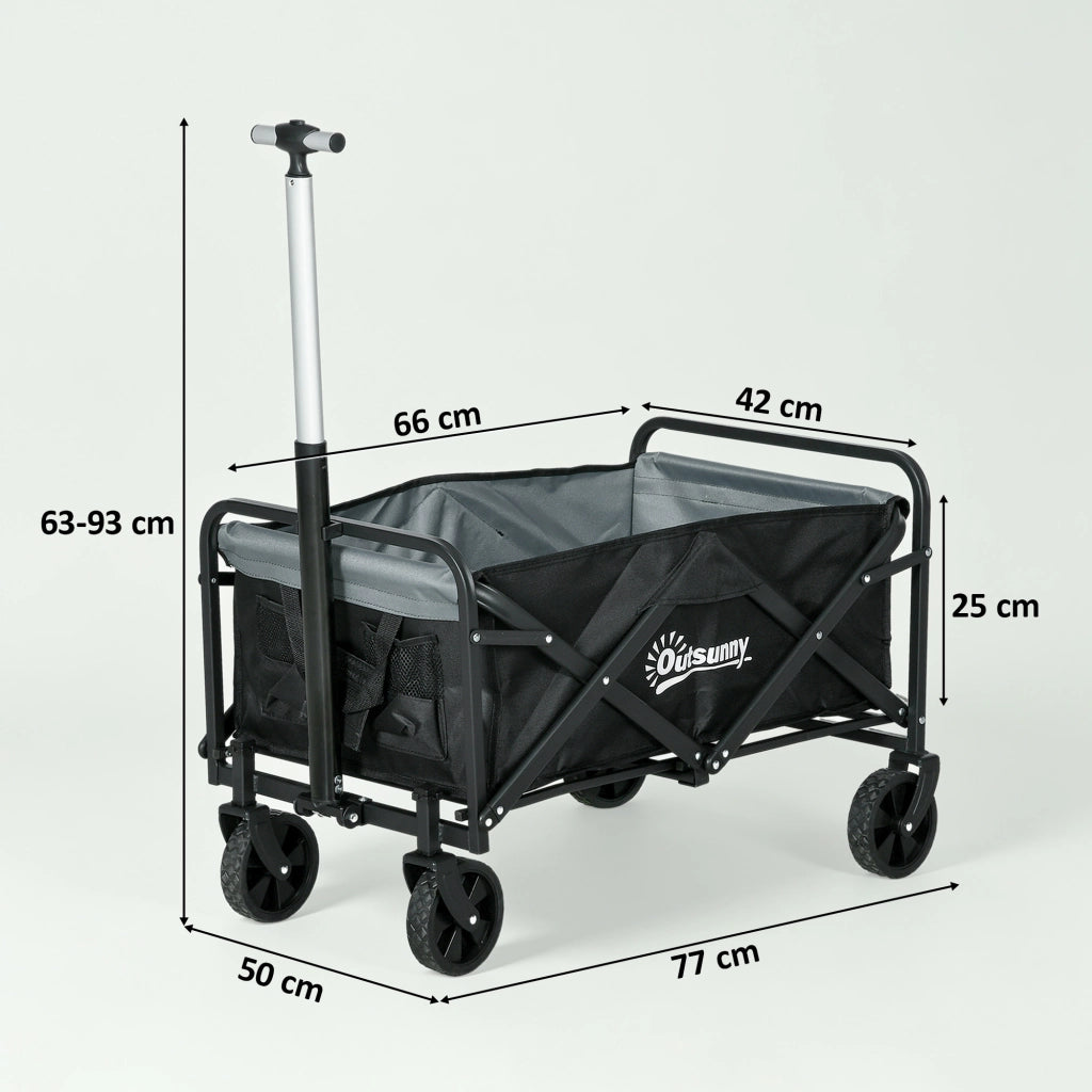 Carrello da Giardino Pieghevole ¨C Minimal ¨C Nero 77x50x63-93 cm