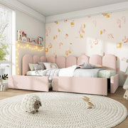 Letto Singolo Imbottito con Cassetti ¨C MINIMAL ¨C Velluto Rosa 90x200