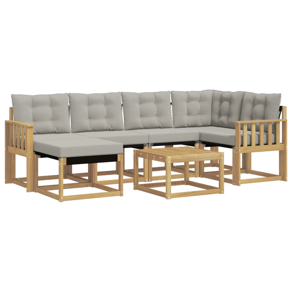 Set di divani da esterno 7 pcs Bianco e Grigio Chiaro 3389665