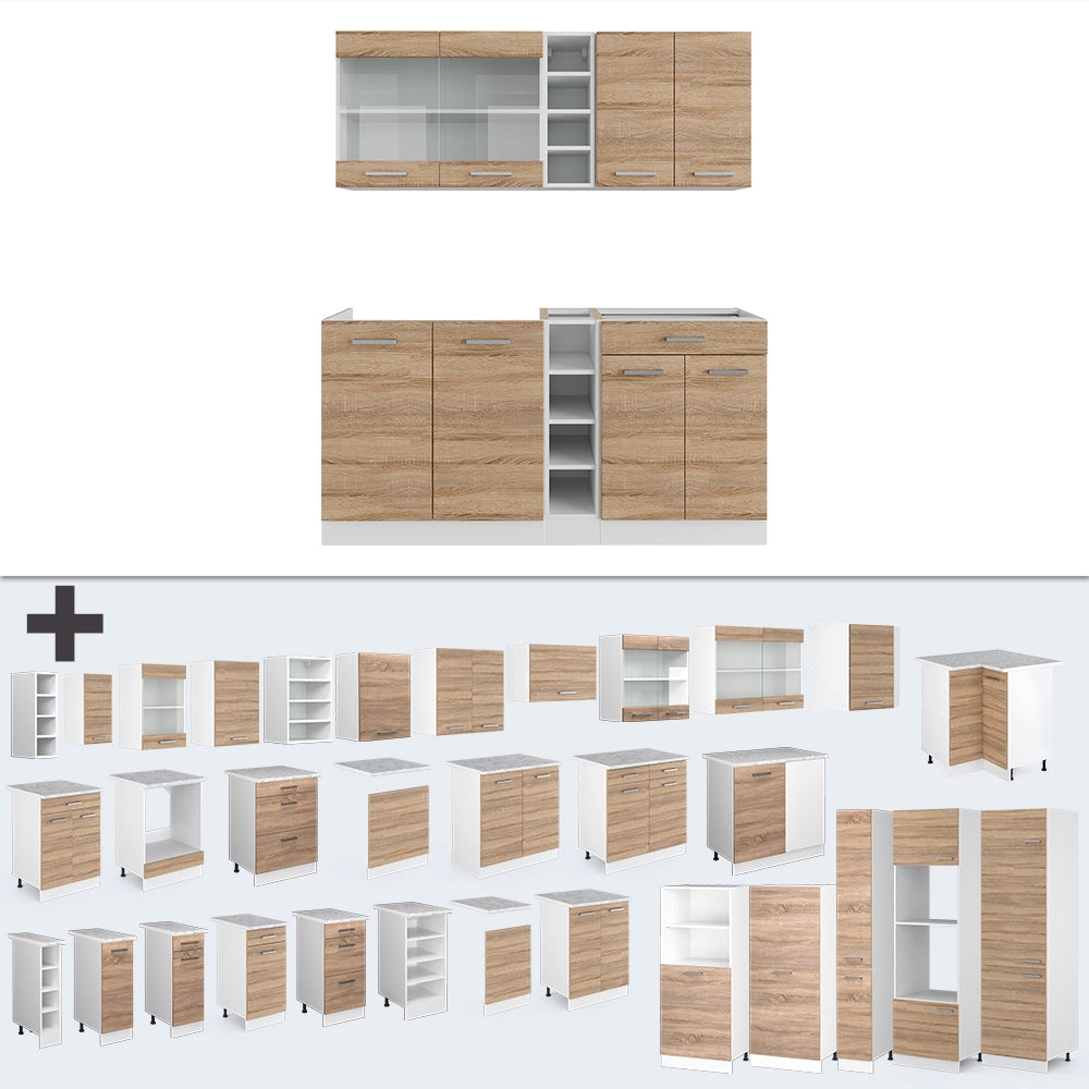 Vicco Cucina completa Sonoma/Bianco 160 cm , PL Marmo