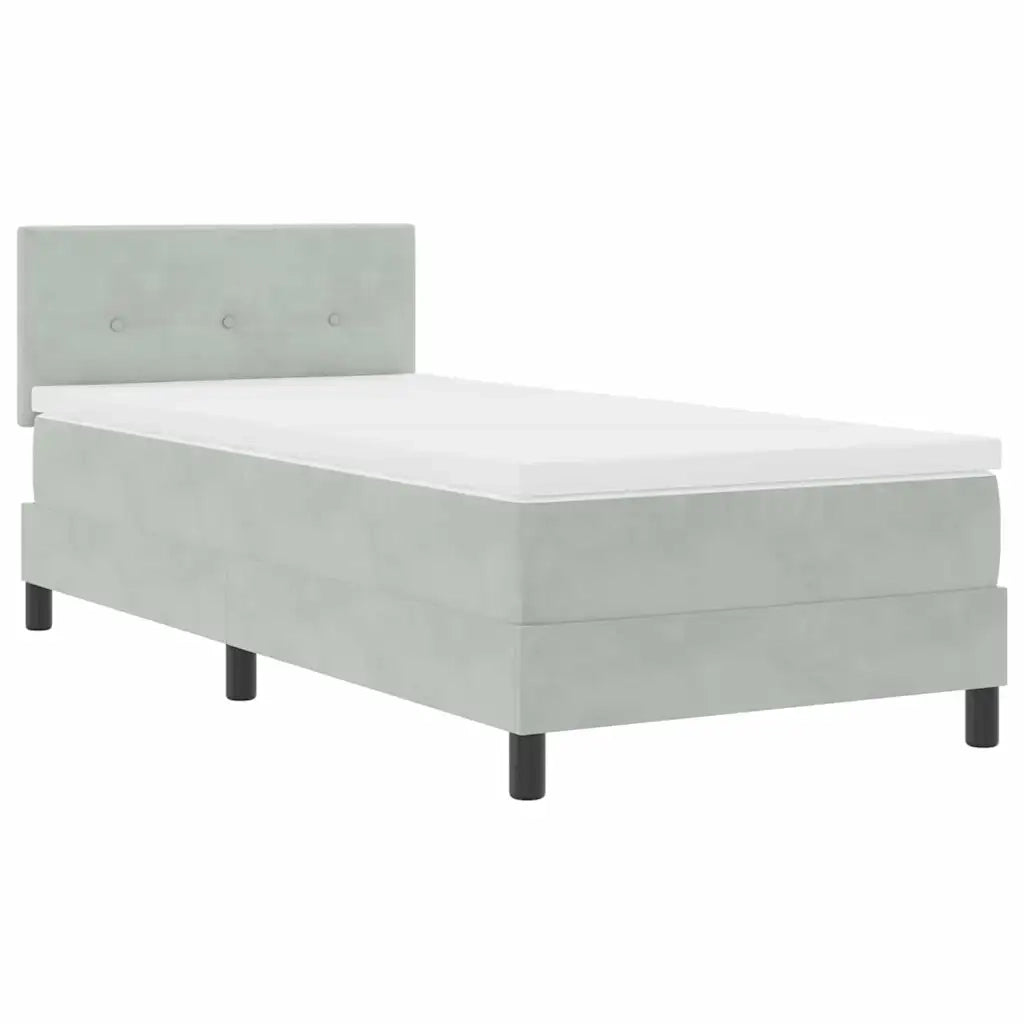 Letto a Sorgente LED con led Grigio chiaro 100 x 200 cm Velluto