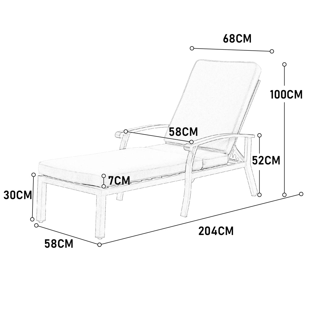 Sedia Sdraio da Giardino con Cuscini ¨C MINIMAL ¨C Alluminio, Beige