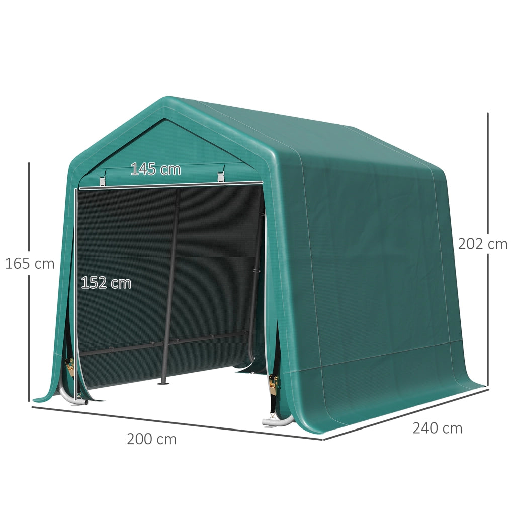 Garage per Moto e Biciclette 2.4x2 m ¨C Minimal ¨C Verde, Metallo e Tessuto PE