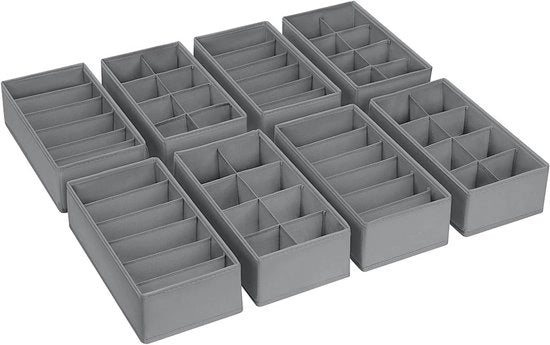 Organizzatore per armadio - Organizzatore pieghevole per intimo, abbigliamento per bambini, calze e cravatte - 8 pezzi - Grigio scuro