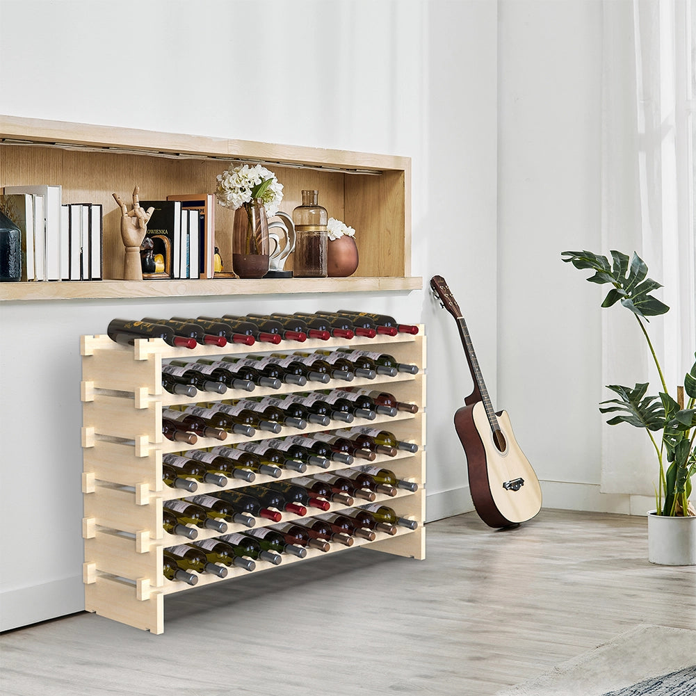 Cantinetta Portavino in Legno Naturale con 60 Scomparti Vino Bar Portabottiglie