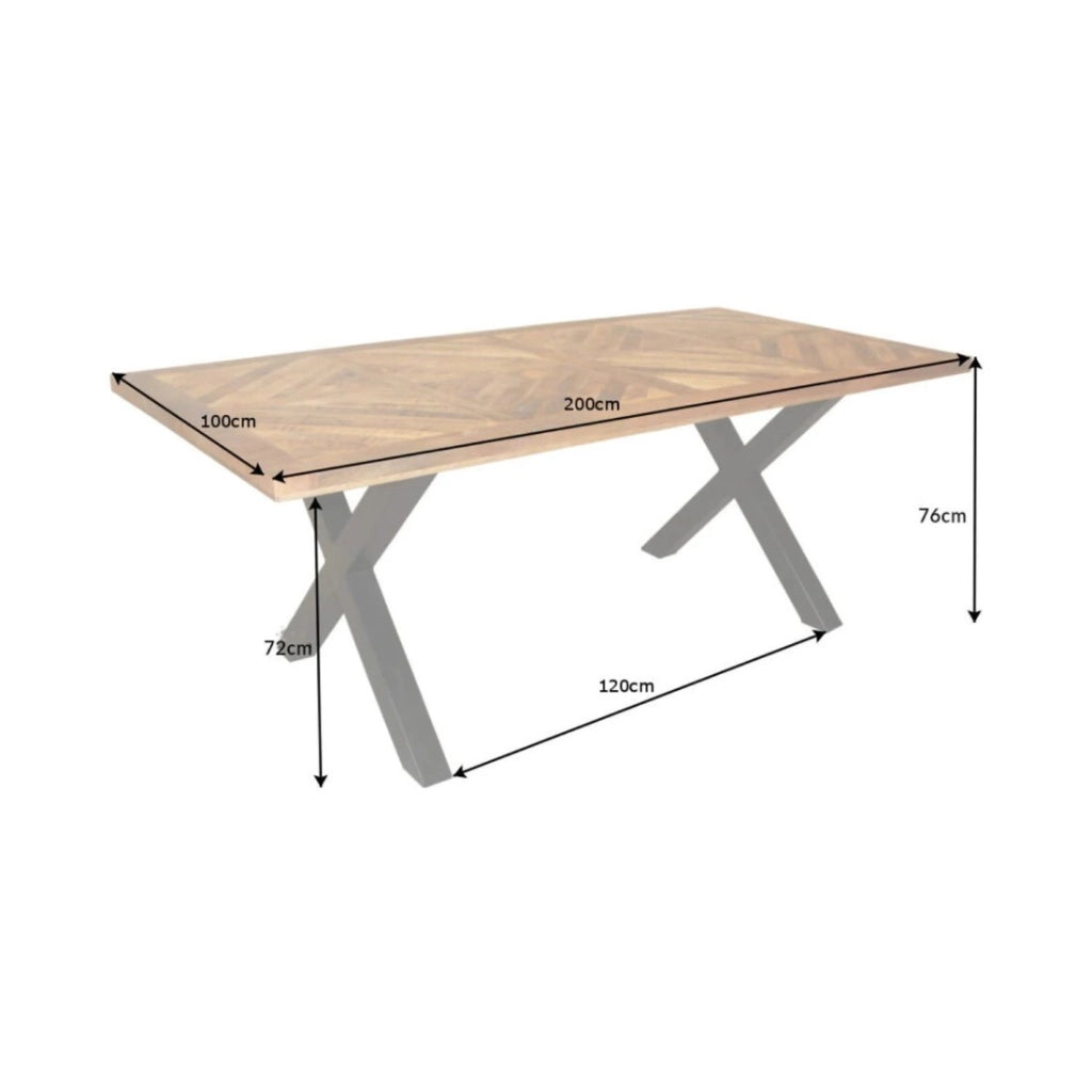 Table ZAREL 200 cm – Piano in legno massiccio di mango e metallo nero