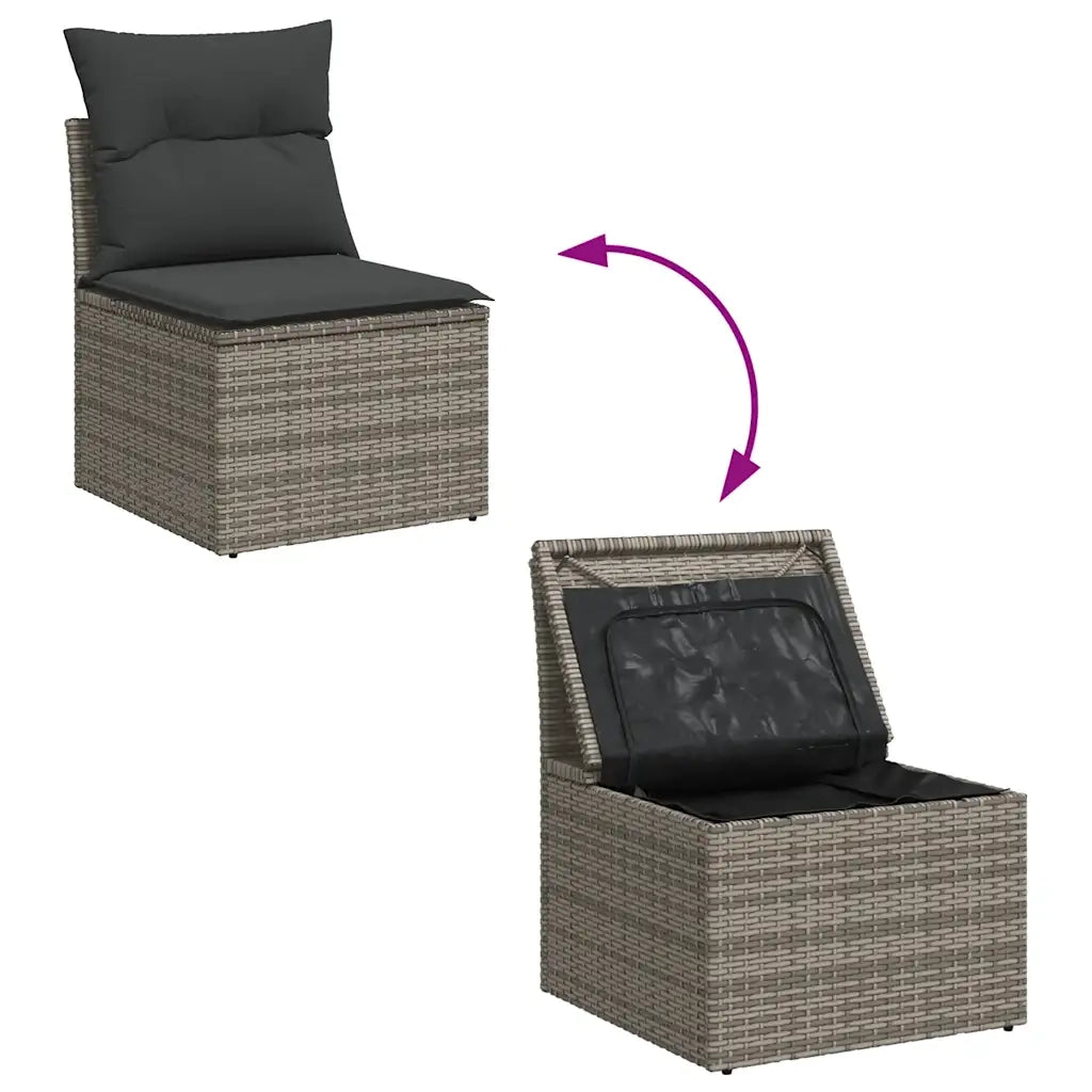 Set Divani da Giardino 7 pz con Cuscini Grigio in Polyrattan 3325696
