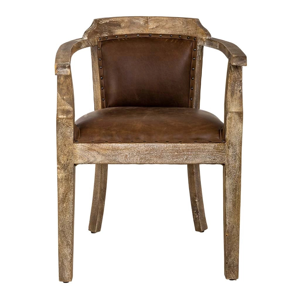 Poltrona imbottita in legno marrone 57x58x85h