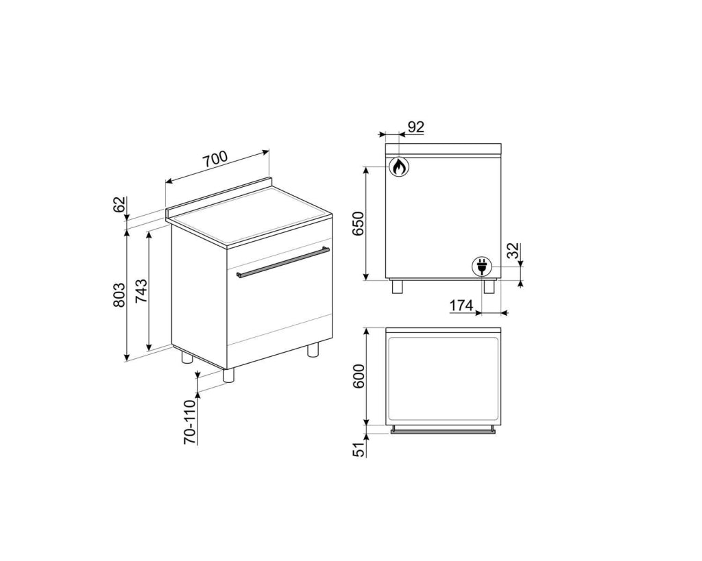 Smeg Master Mista Cucina B71GMX2 Acciaio Inox