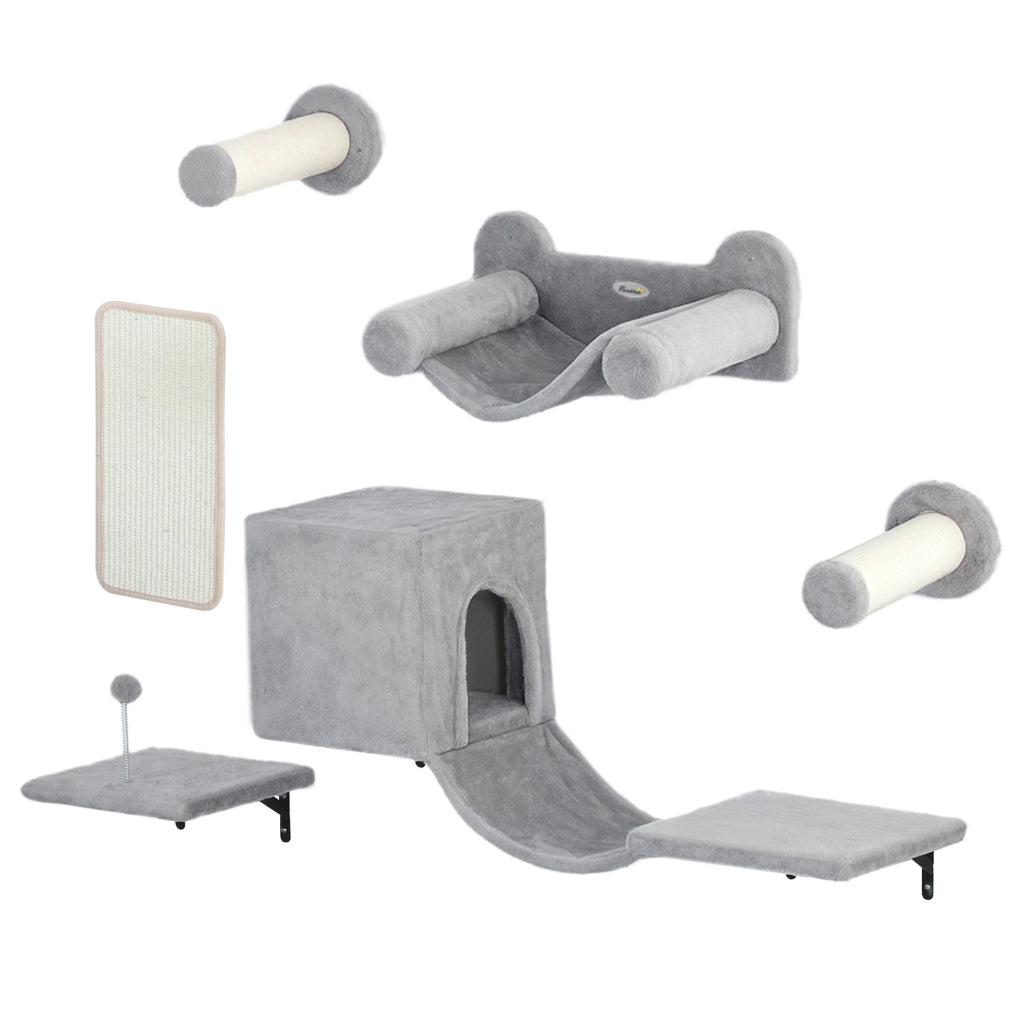 Gioco per Gatti con Condominio Piattaforma Amaca e Tiragraffi ¨C Minimal ¨C Grigio
