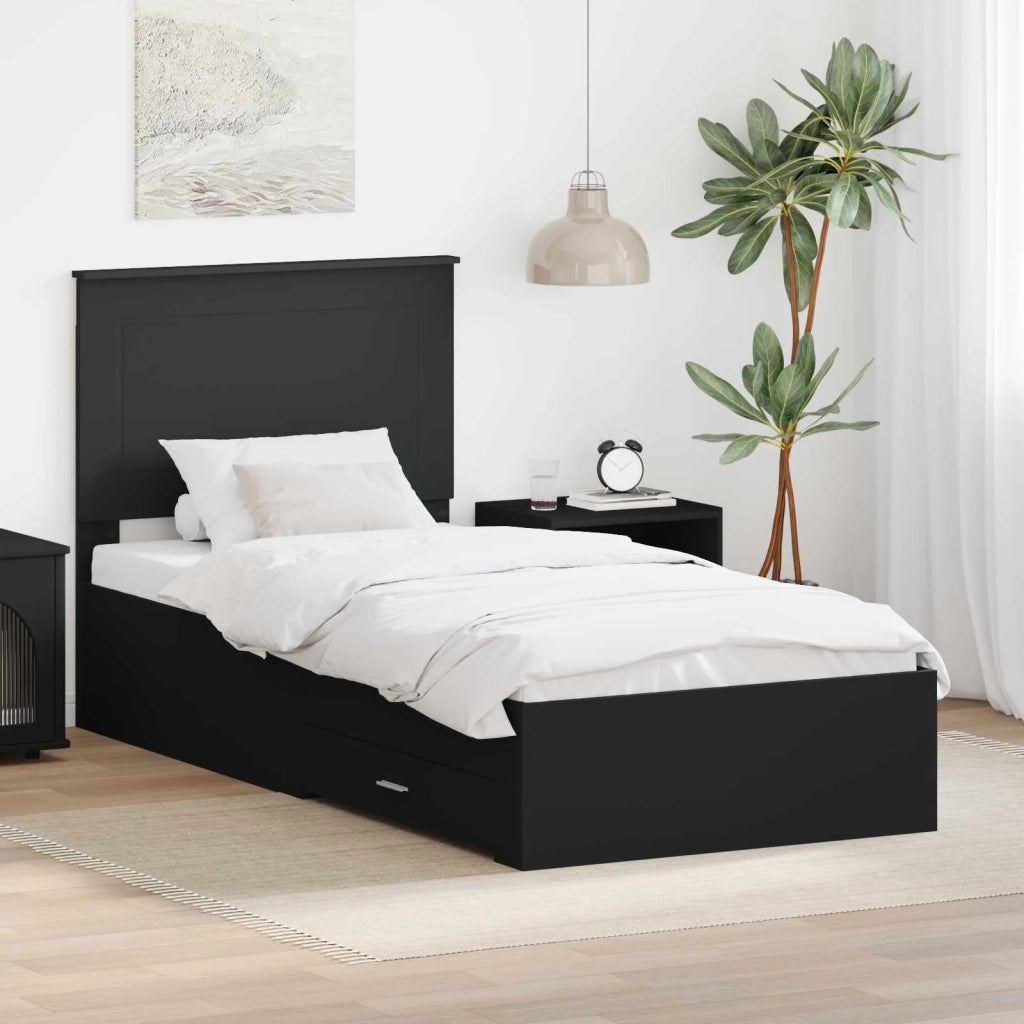 Struttura del letto con testiera Nero e Argento 75 x 190 cm