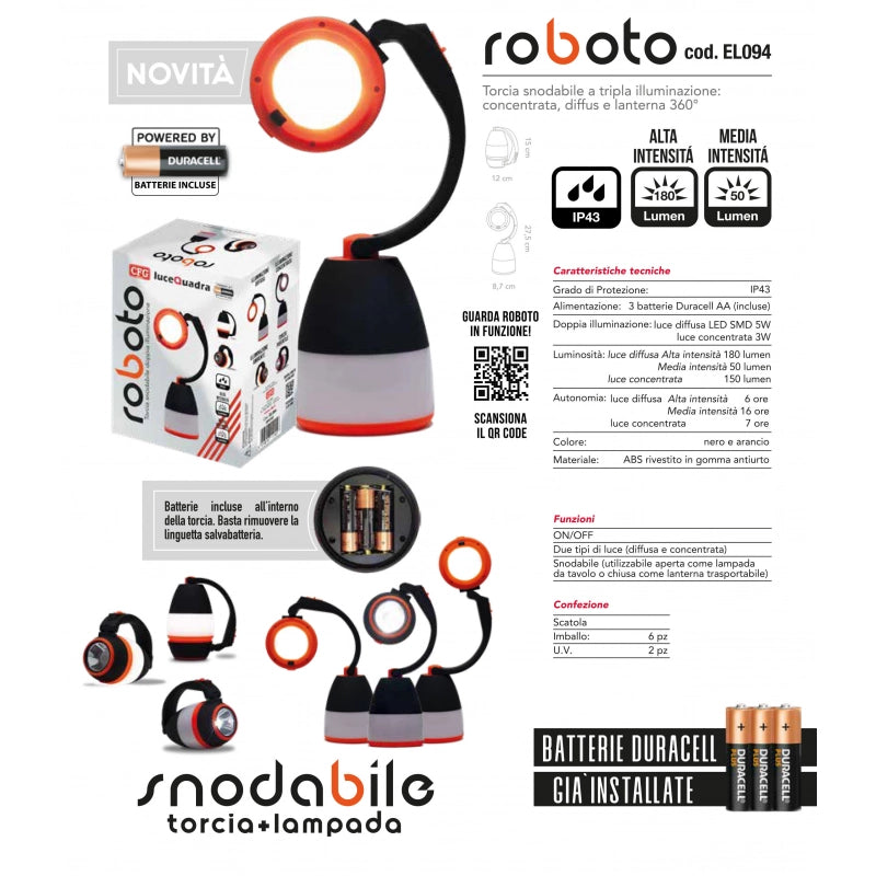 ROBOTO - TORCIA SNODABILE DOPPIA ILLUMINAZIONE 5W