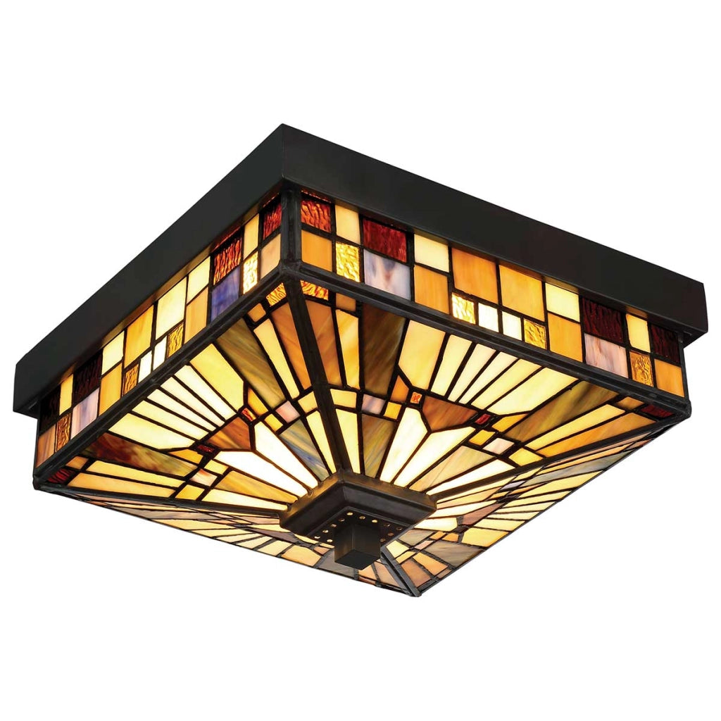 Plafoniera esterna Tiffany bronzo scuro E27 Quoizel