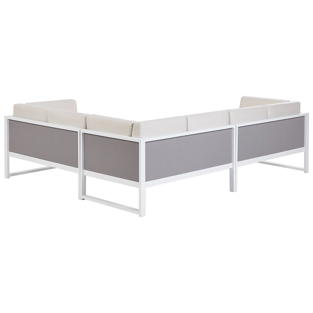 Set da giardino con tavolino in alluminio bianco con cuscini esterno stile moderno