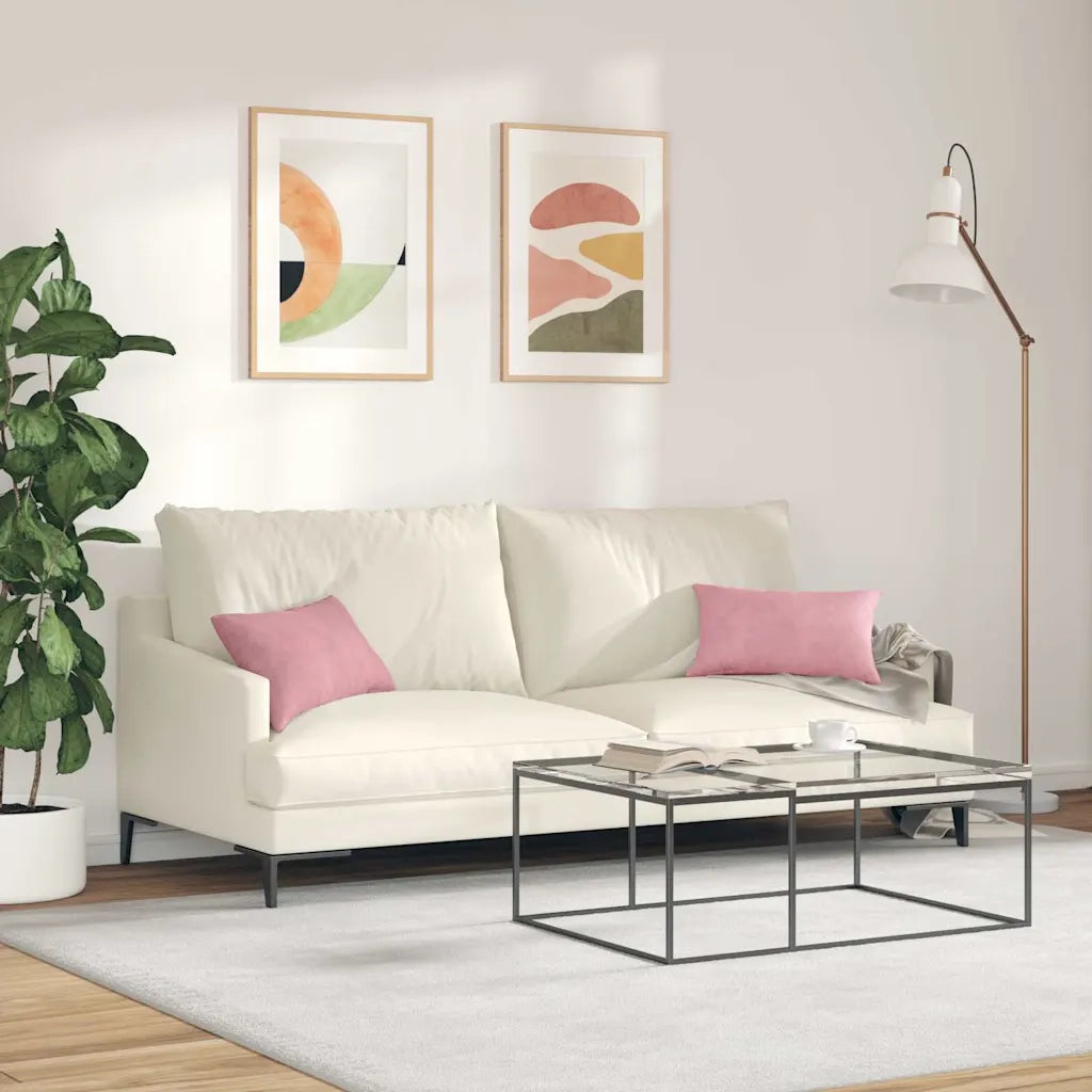 Cuscini da Divano 2 pcs Rosa 50 x 30 cm Tessuto in Cords 42013631