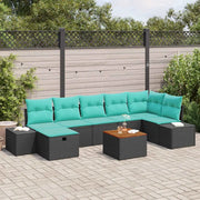 Set Divano da Giardino 8 pz Nero Poly Rattan 3360938