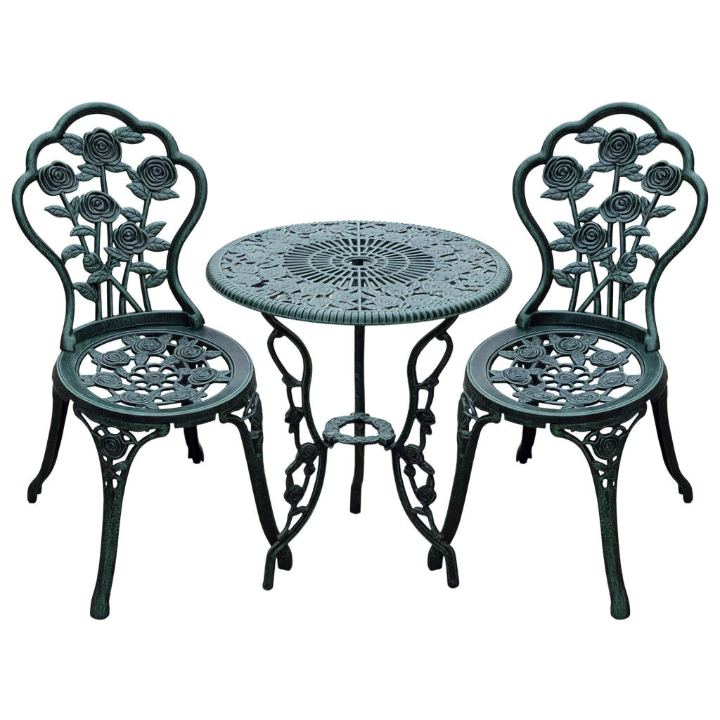 Set Bistrot da Giardino 2 Posti ¨C Xylo ¨C Alluminio Pressofuso Verde Antico