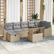 Set Divano da Giardino 8 pcs Beige polyrattan