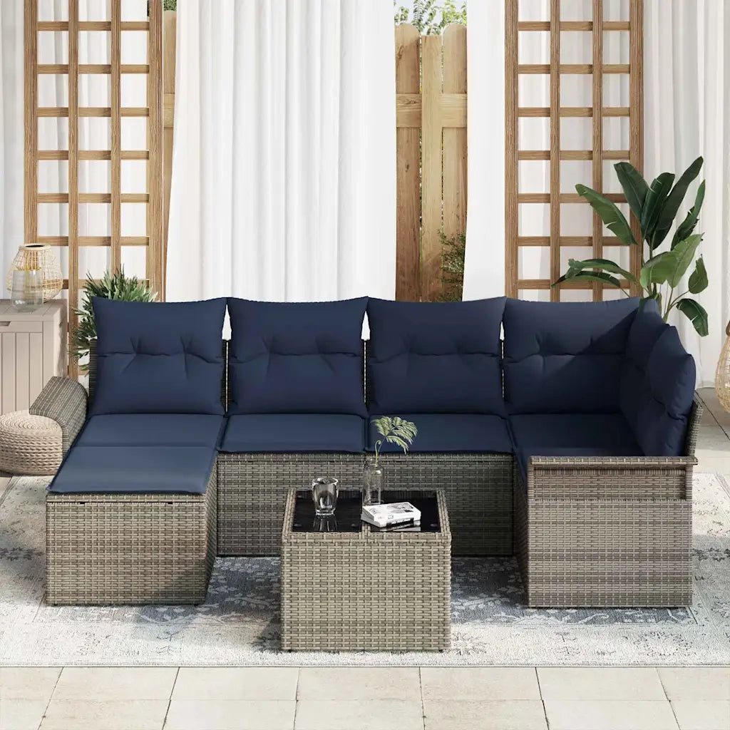 Set Divano da Giardino con cuscino Grigio polyrattan 3345445