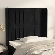Testiera ad Orecchio-Testata con Orecchie Nera 93x16x118/128 cm in Velluto 213923