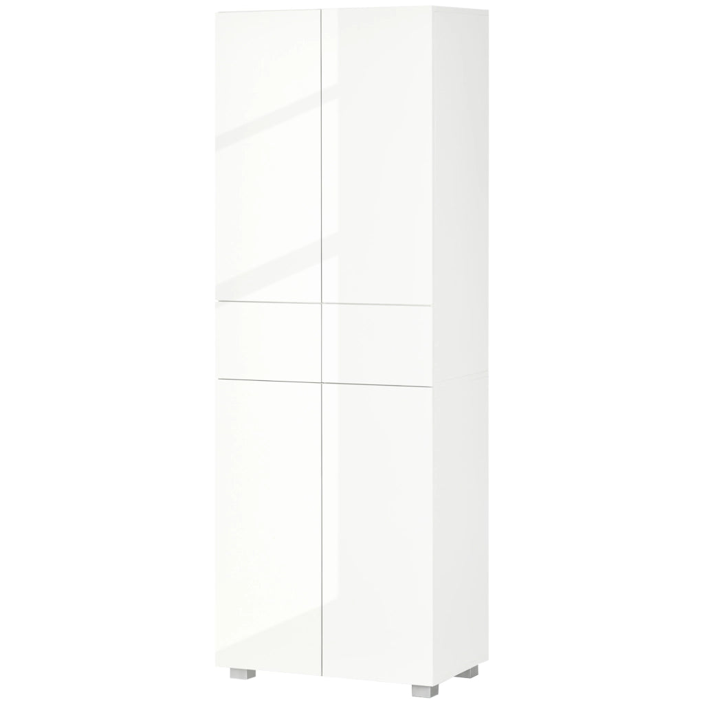 Armadio da Cucina con 4 Ante 2 Cassetti e Ripiani Regolabili ¨C zephmum ¨C Bianco 60x35x170 cm