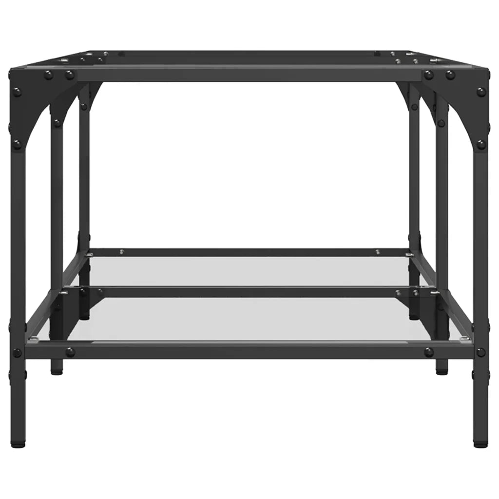 Tavolini con Piano Vetro Trasparente 2 pz 98,5x50x40 cm Acciaio 845980