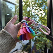 Accessorio sportivo per chiavi con design arcobaleno e corda da 20 cm