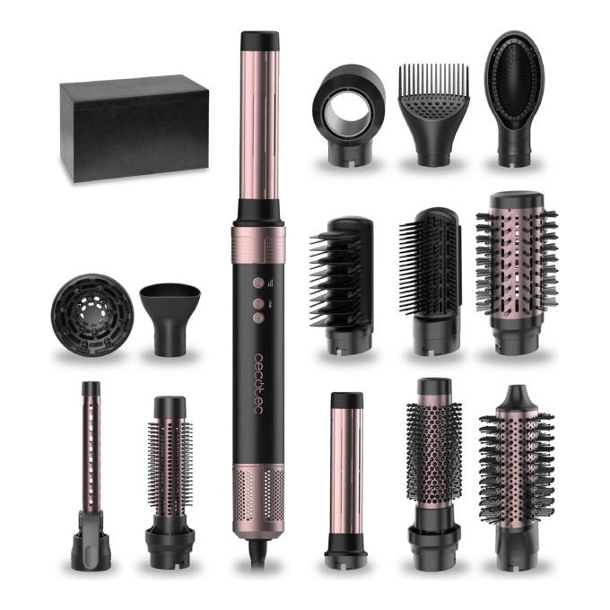 Cecotec, Kit Styling Capelli, Bamba CeramicCare 14in1 AirGlam, Nero, 1400W