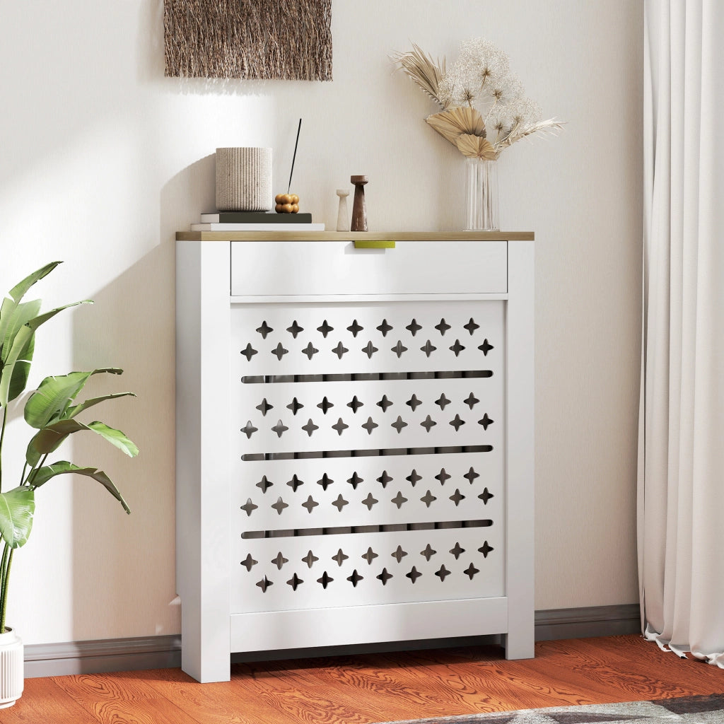 Copriradiatore con mobiletto e ripiano ¨C Minimal ¨C 78x19x95.5 bianco