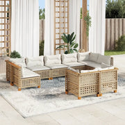 Set Divano da Giardino 9 pz con Cuscini Beige in Polyrattan 3261994