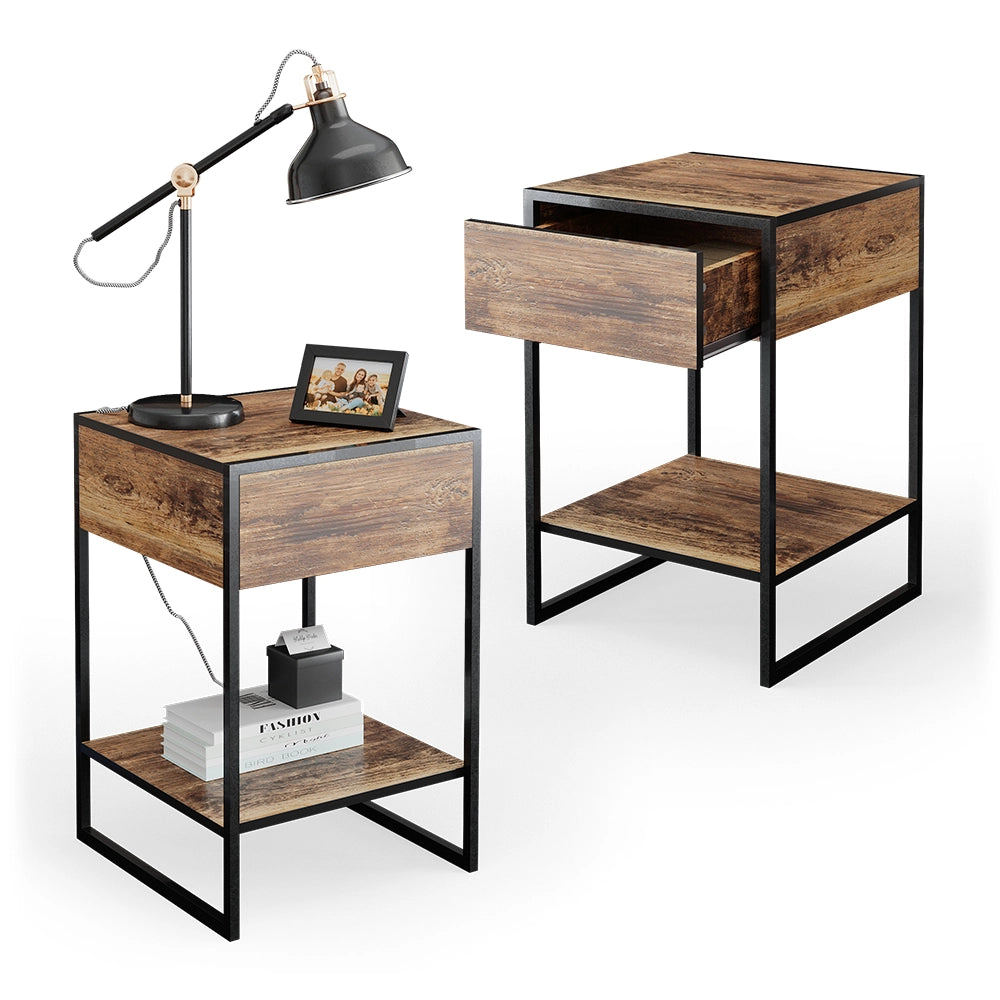 Vicco Comodini camera da letto Legno antico 43.5 x 66 cm Set di 2