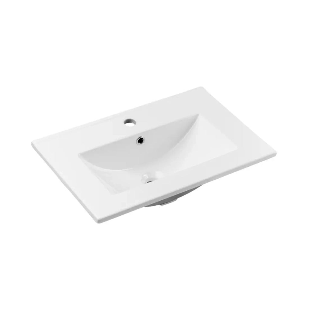 Set da bagno ELVINA 60cm: mobile sottolavabo con cassetti verde salvia grigio + lavabo incassato bianco