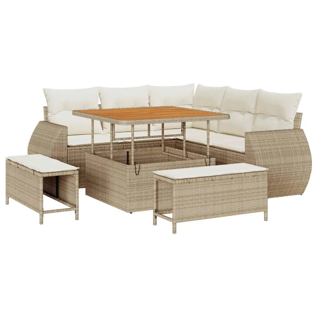 Set Divano da Giardino 8 pcs Beige e Crema polyrattan 3363816