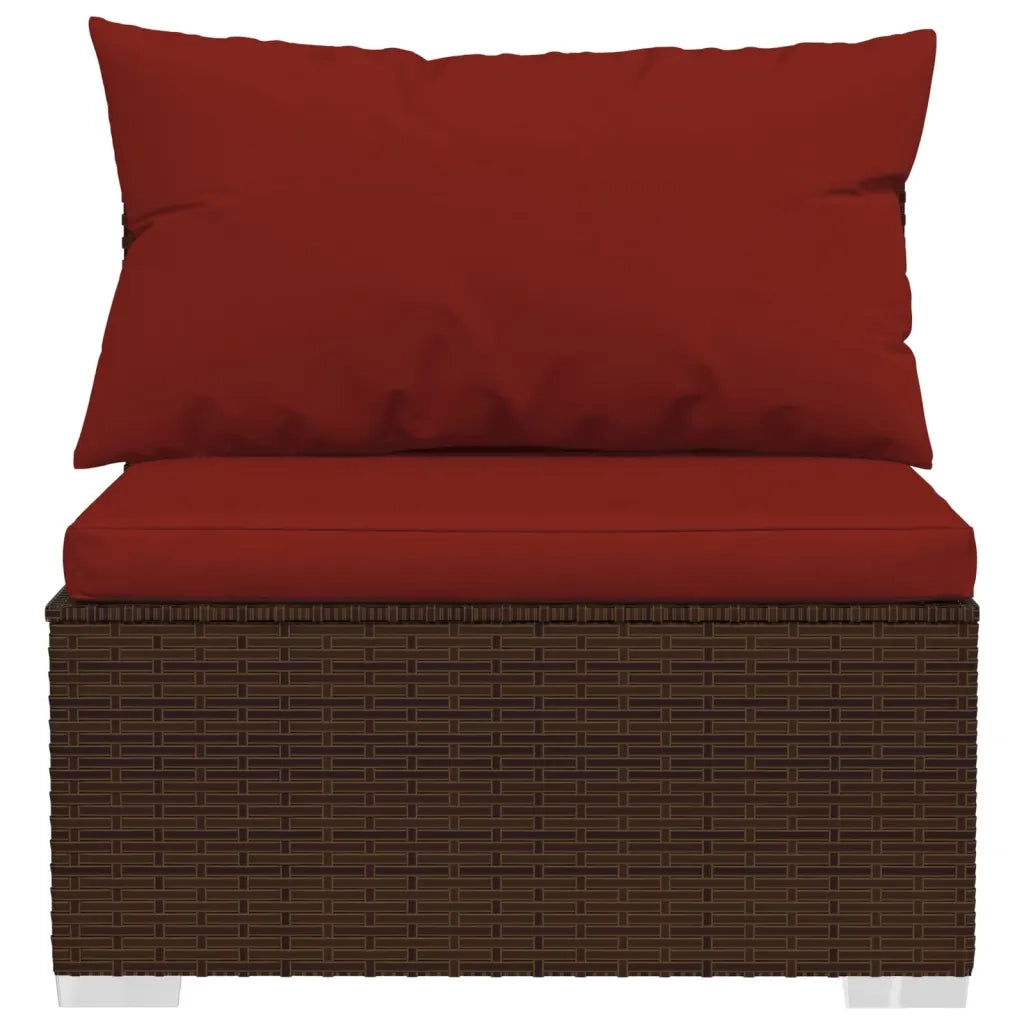 Set Divani da Giardino 7 pz con Cuscini in Polyrattan Marrone 3101835