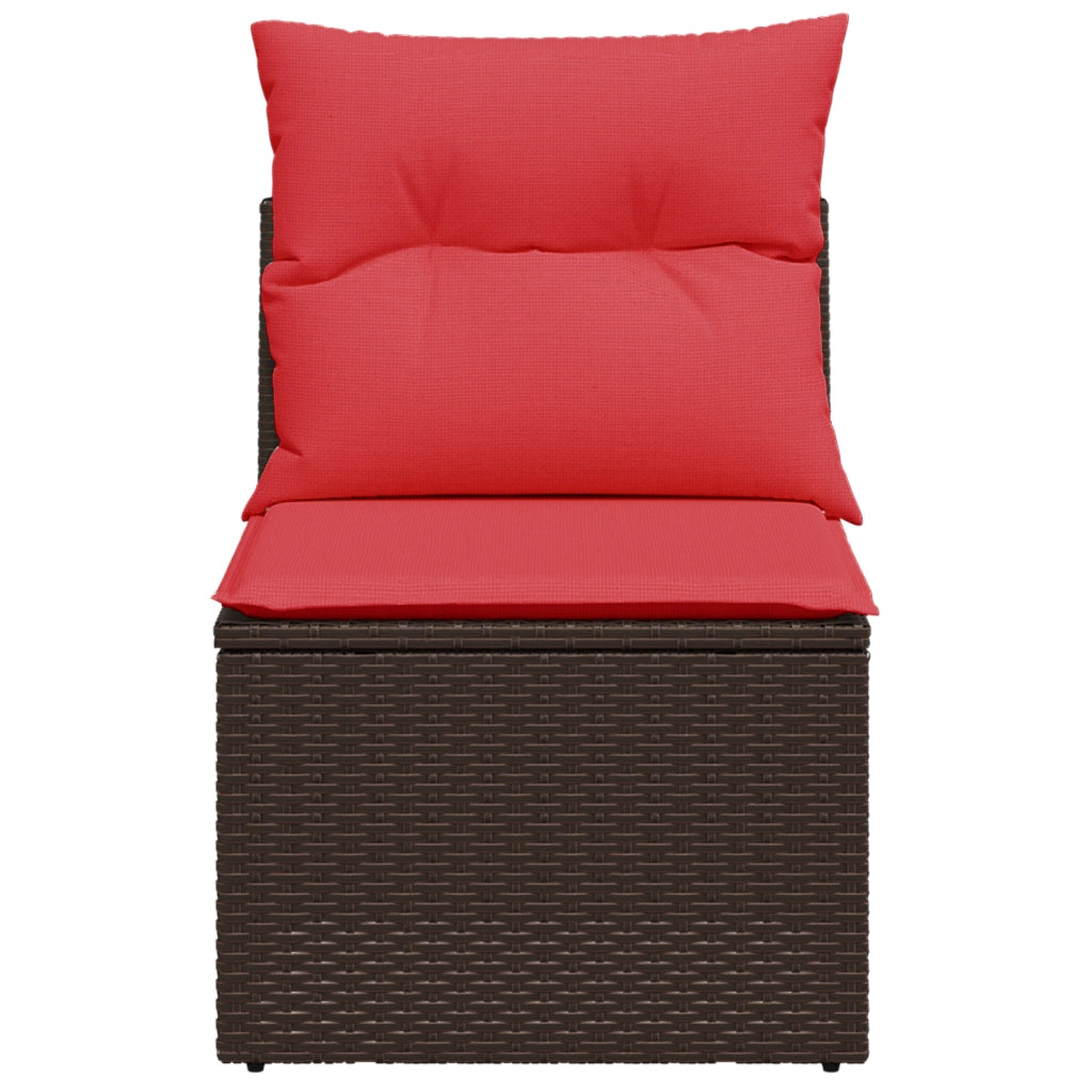 Divano da giardino senza braccioli con cuscini marrone in polyrattan 366224