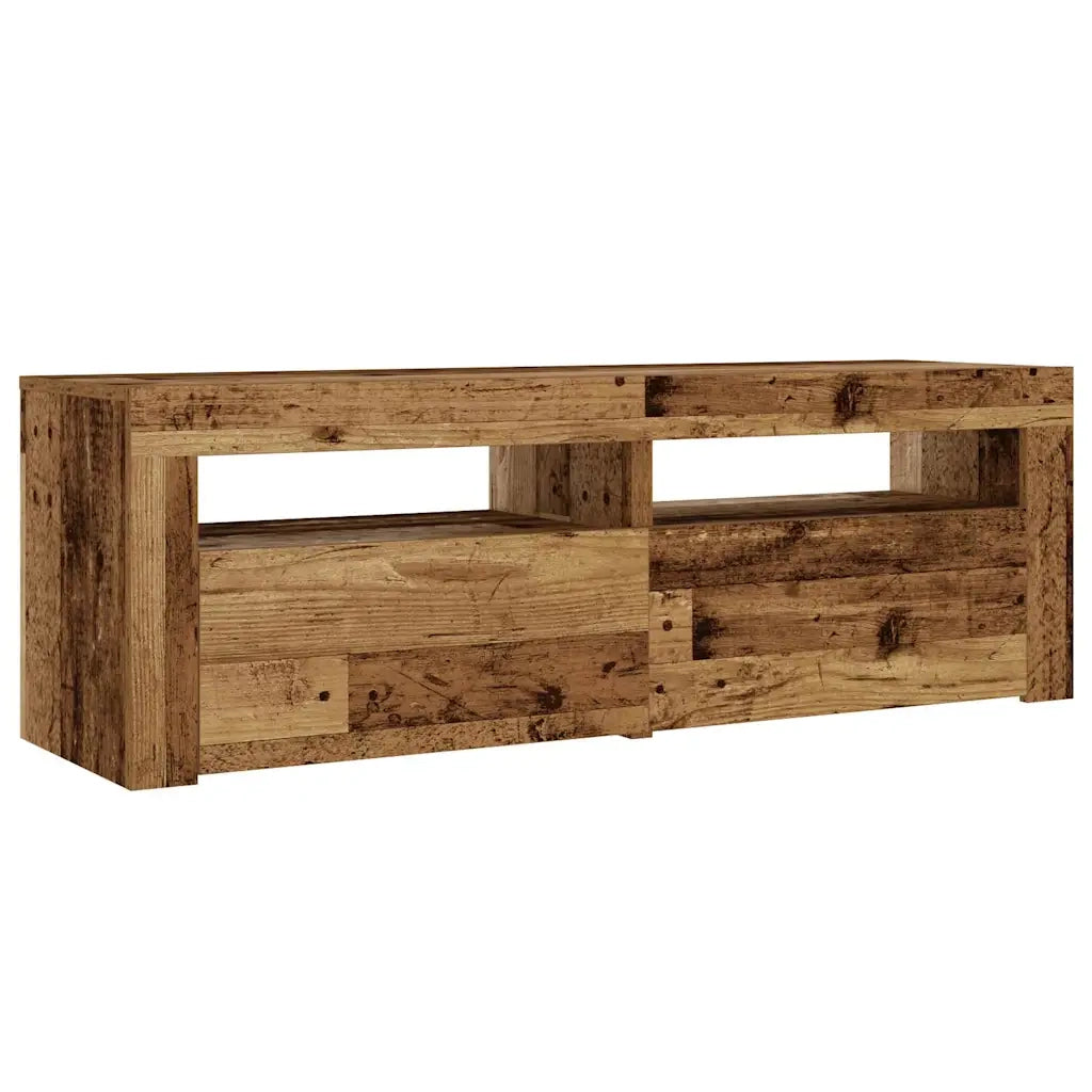 Comodini 2 pz con Luci LED-Set di 2 Tavolino da notte Legno Antico 60x35x40 cm