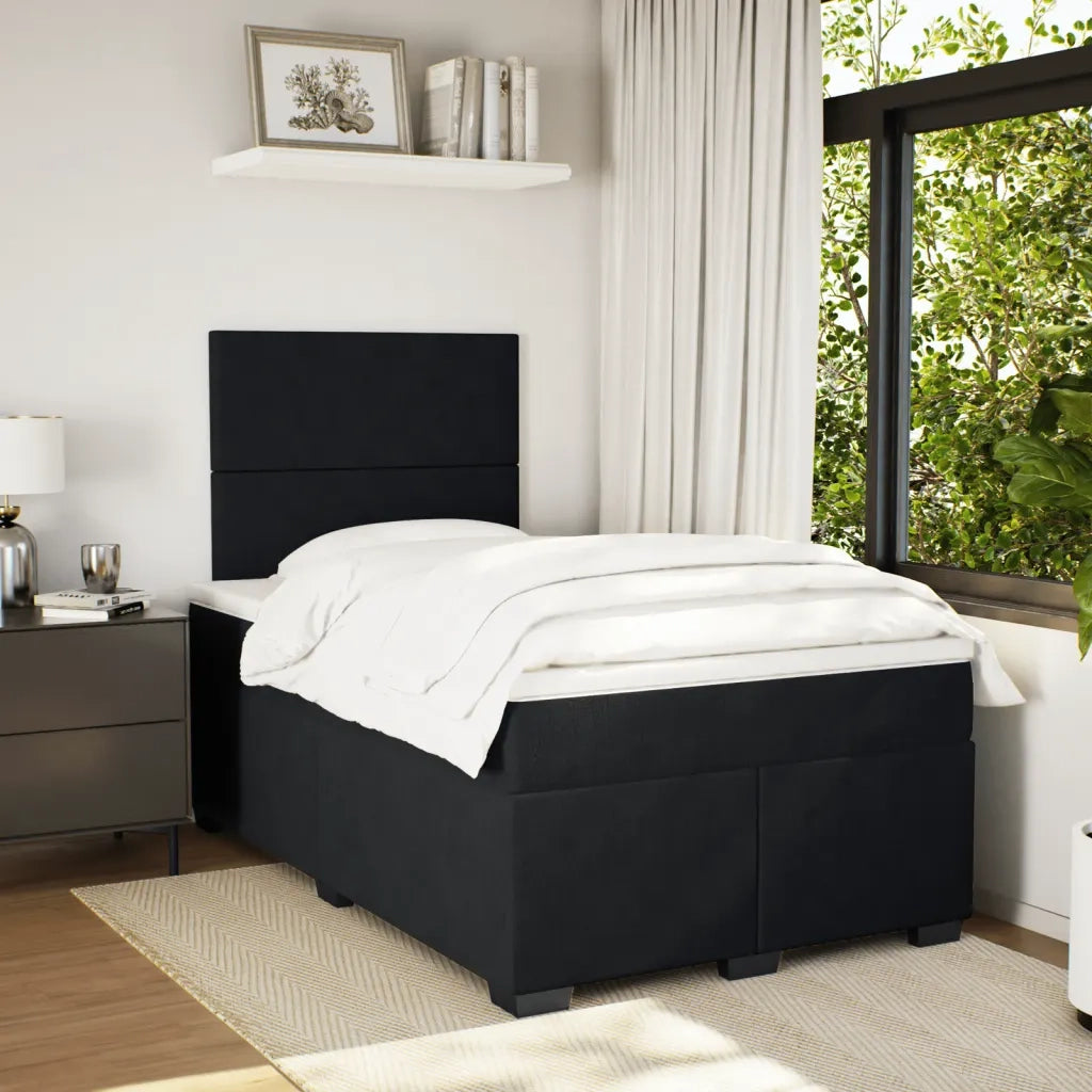 Giroletto a Molle con Materasso Nero 120x200 cm in Velluto