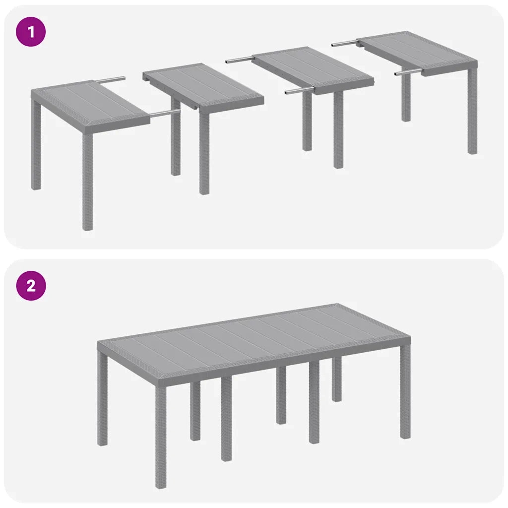Set da Pranzo per Giardino 9 pcs Grigio Chiaro Polipropilene 3378589