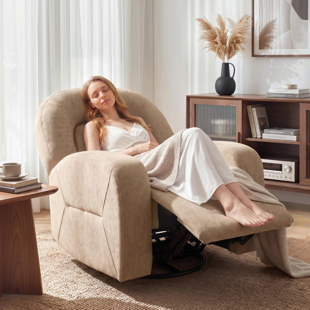 Poltrona girevole relax ¨C Xylo ¨C Tessuto velluto khaki