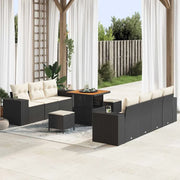 Set Divano da Giardino con cuscino 10 pcs Nero e Crema