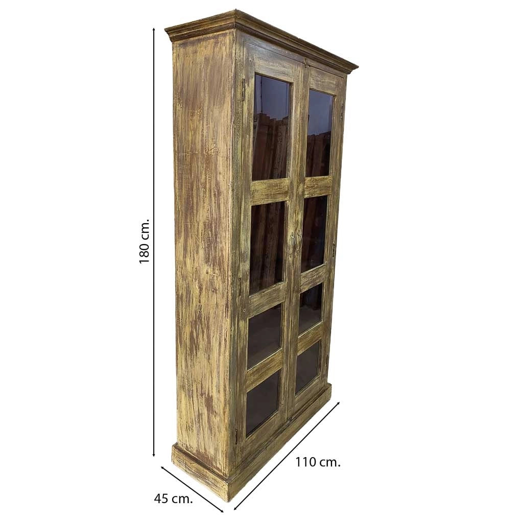 Vetrina artigianale in legno 100-110x40-45x170-180h cm