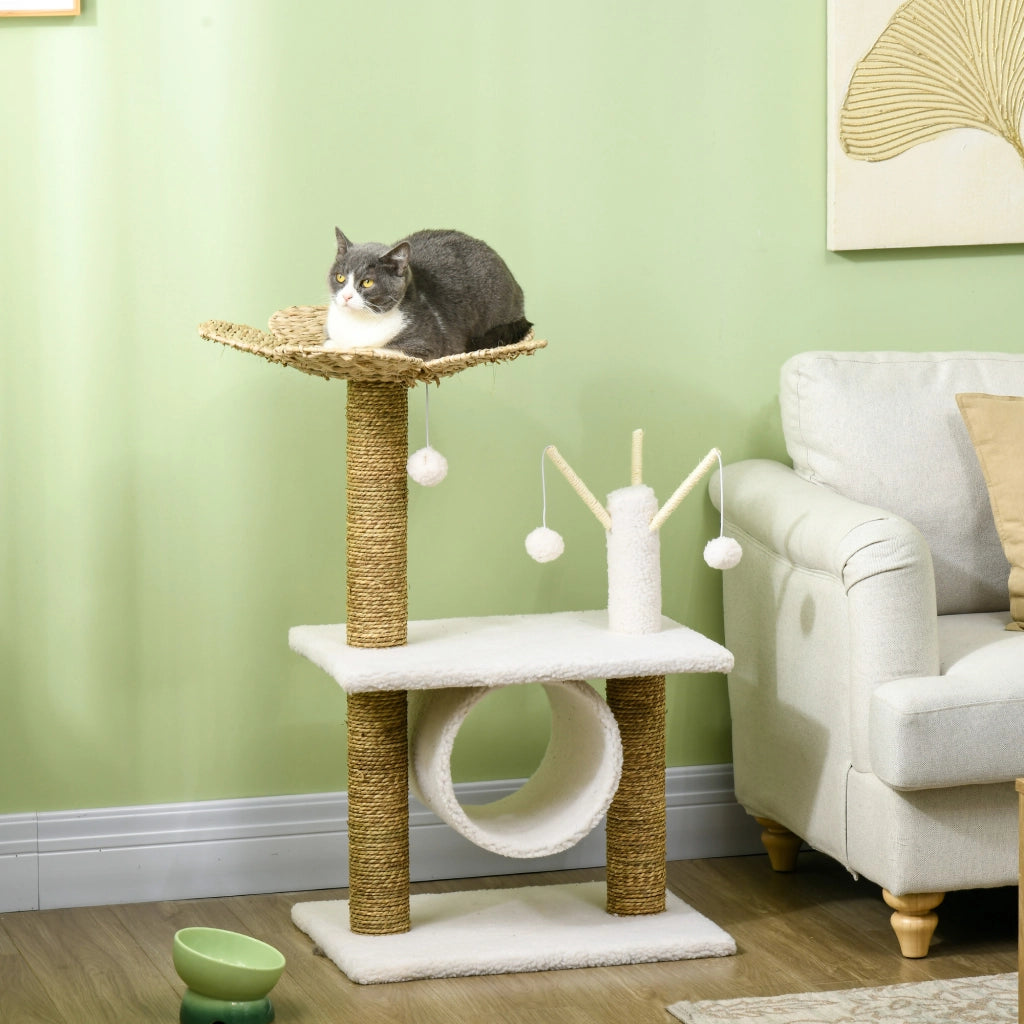 Arbre ¨¤ chat griffoir con tunnel e piattaforma ¨C Minimal ¨C 56x40x91 beige