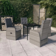 Set da Pranzo da Giardino 5 pz con Cuscini Grigio 3099486