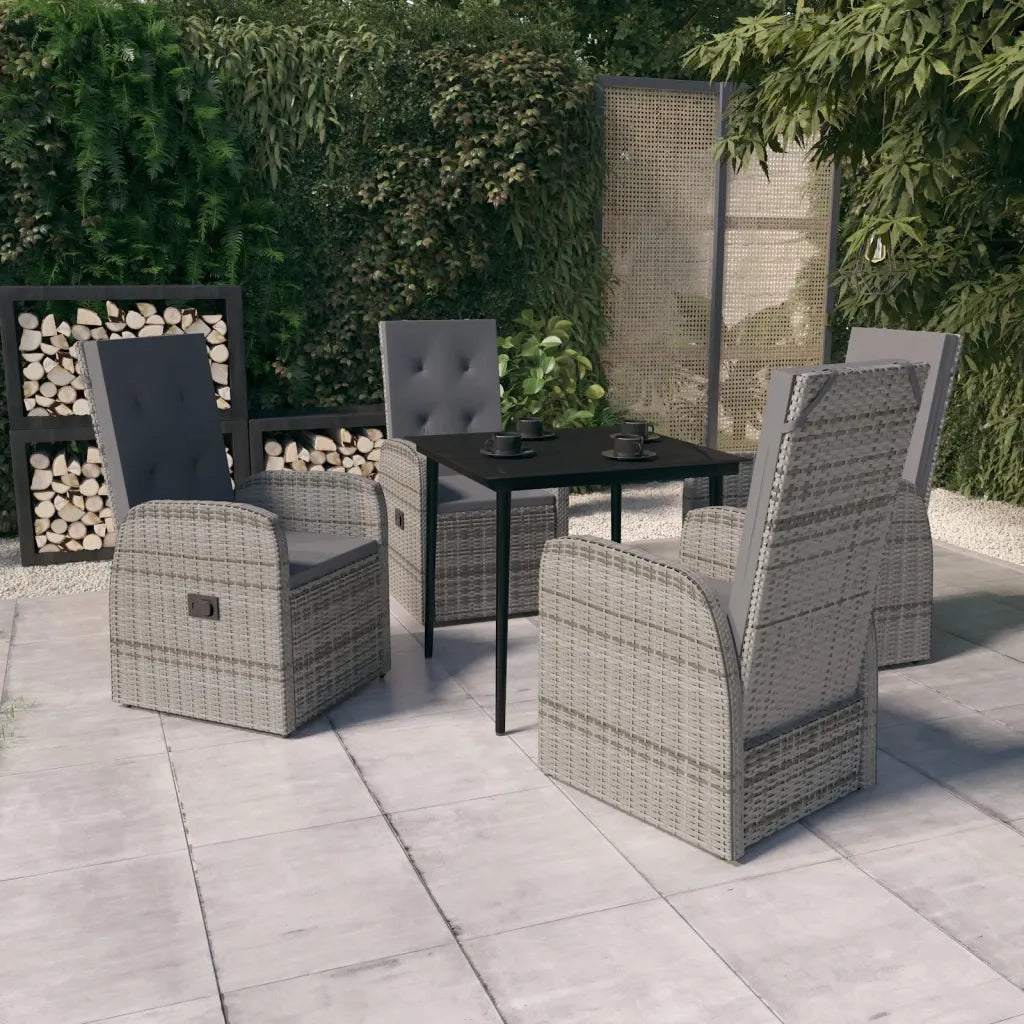 Set da Pranzo da Giardino 5 pz con Cuscini Grigio 3099486