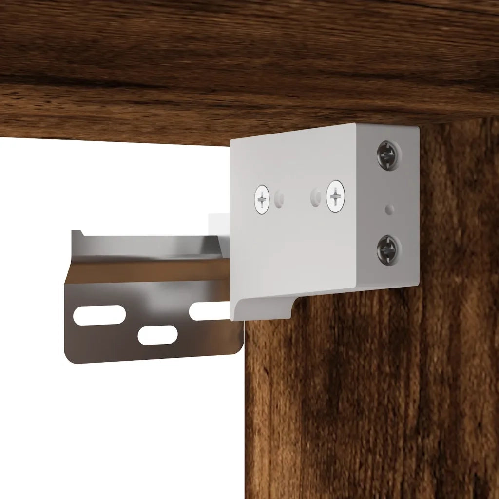 Comodino a Parete con luci LED Rovere Fumo 3307969