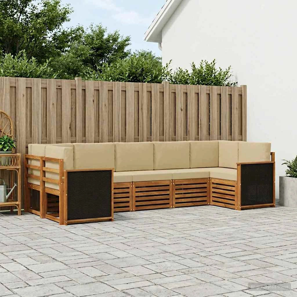 Set di divani da esterno 6 pz Naturale 3384794