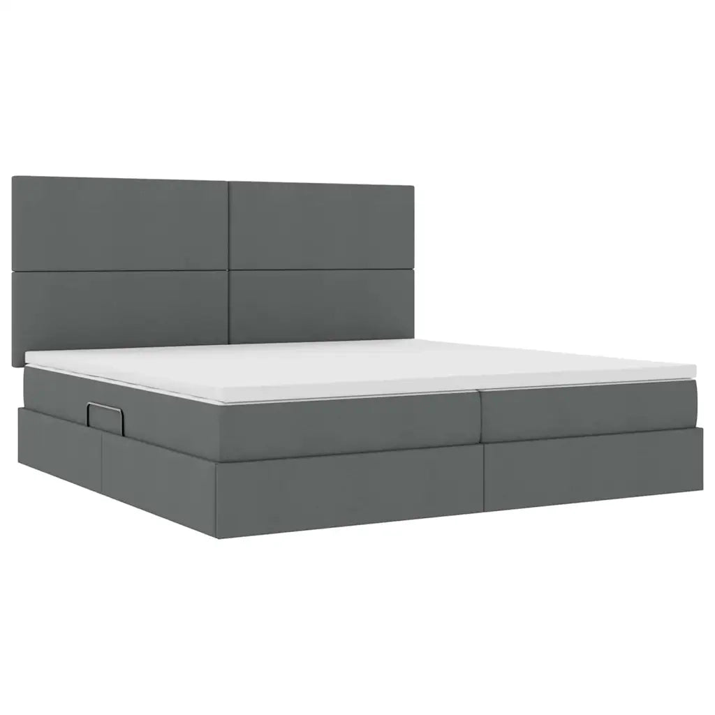 Letto con contenitore e LED con led Grigio scuro 200 x 200 cm